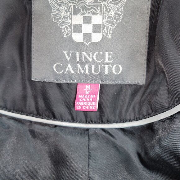 Vince Camuto Puffer Coat Womens Size Medium Black Faux Fur Goose Down Winter - Picture 10 of 16